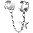 thumbnail image 3 of Heytea 6 Piezas Pendientes De Cadena Para Hombres Y Mujeres,Punk Vintage Ear Cuffs Borla Pendientes De Aro Conjunto De Acero Inoxidable Cruz Cráneo Cuelgan Pendientes De Aro Con Bi, 3 of 5
