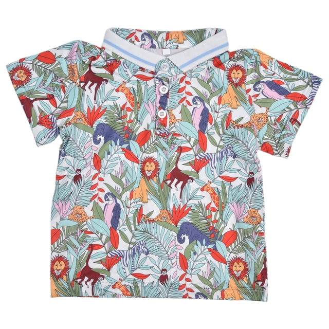 Camiseta para bebé niño Camisetas estampadas de manga corta con estampado floral para bebés de 3 a 6 añosVerde 100 cm