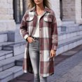 thumbnail image 5 of Annhoo Womens Long Trench Coat Single Breasted Checkered Long Sleeve Lapel Overcoat Fall Winter outerwear Jackets, 5 of 7