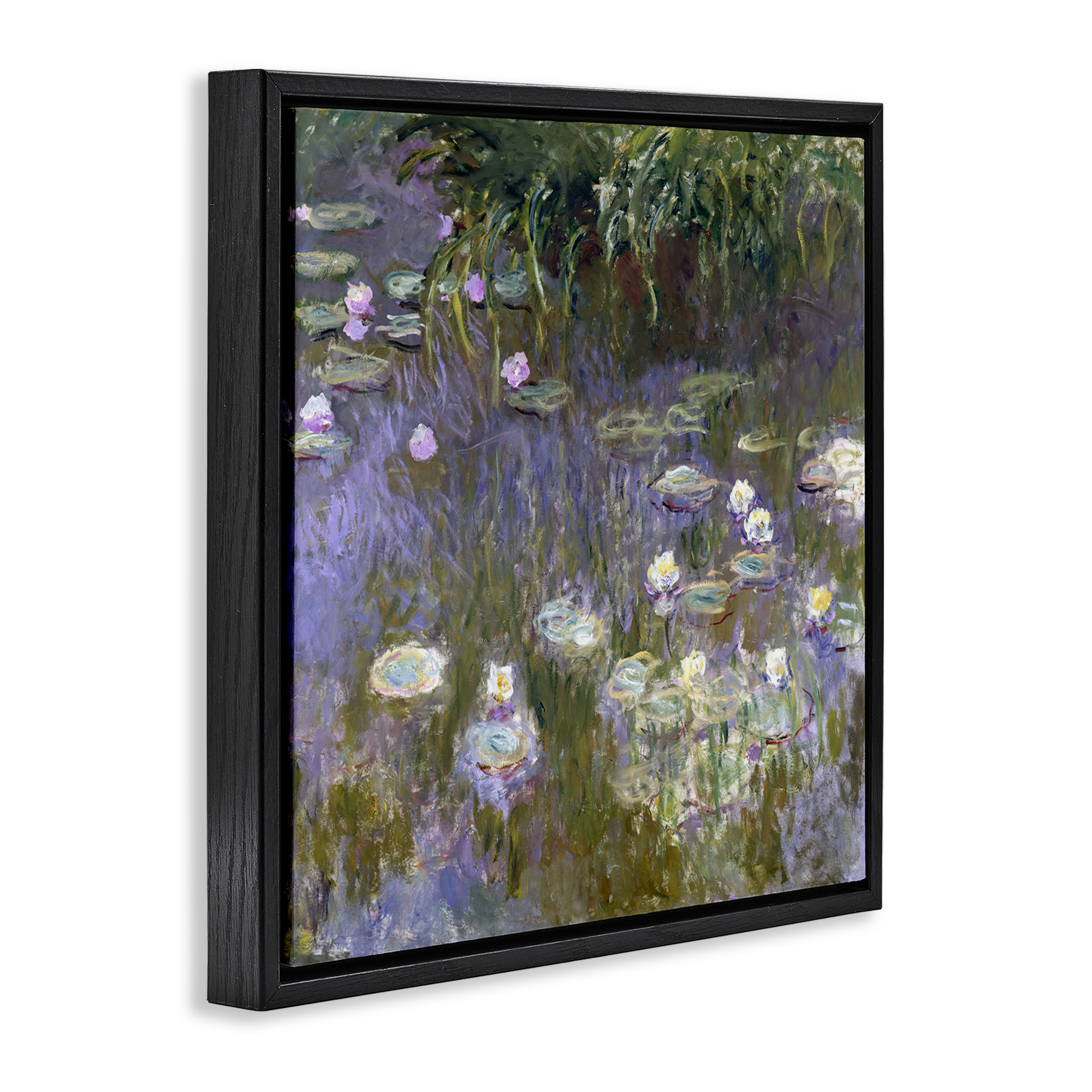 Stupell Industries Classical Water Lilies Monet Landscape & Nature Painting Black Floater Framed Canvas Art Print Wall Art, 25 x 25