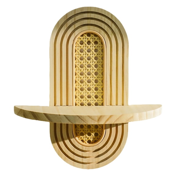 lixuesong Rattan Wall Shelf Floating Shelf for Plant Figurines Display Hanging Wood Storage Shelves Wall Decorations