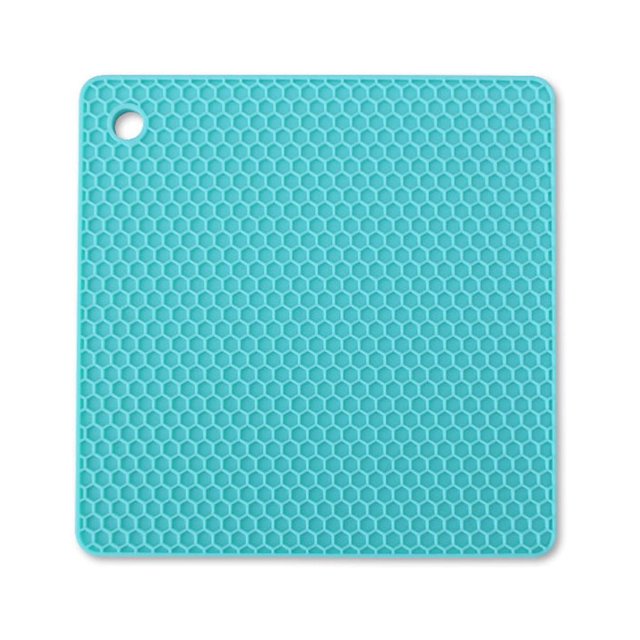 ADVEN Tapete aislante térmico para mesa, plato, olla, posavasos cuadrado, antideslizante, protector de encimera de escritorio, escurridor de cocina, color azul lago