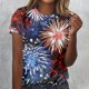 thumbnail image 1 of Fiudx Ofertas Flash Del Día Camisa Superior Informal de Manga Corta con Cuello Redondo y Estampado Informal y Moderno para Mujer, 1 of 4