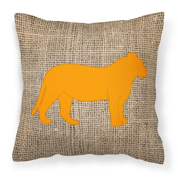 Carolines Treasures BB1010-BL-OR-PW1818 Tiger Burlap and Orange   Canvas Fabric Decorative Pillow BB1010 18H x18W