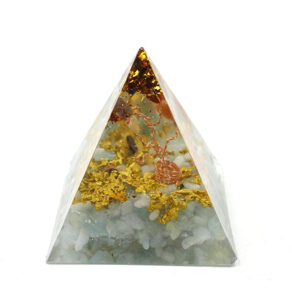 Orgonite Tree of Life Peridot Pyramid Healing Crystals for Protection Meditation Yoga