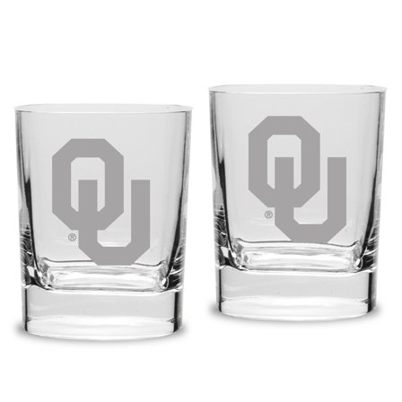 Oklahoma Sooners Set of 2 Square Double Old Fashioned Glasses