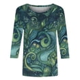 thumbnail image 4 of Ichuanyi Womens Tops 3/4 Sleeve Shirts Round Neck Loose Casual Blouses Floral Print Blouse Tshirts Tee, 4 of 5