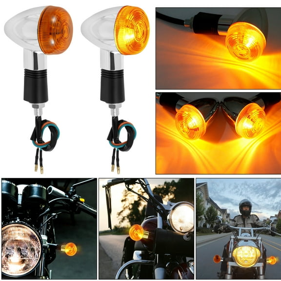 Retrok 4pcs Motorcycle Turn Signal Light Universal Motorcycle Indicator Light Super Bright Motorbike Front Rear Indicator Lamp Waterproof Mini Amber Blinker for Motorcycle