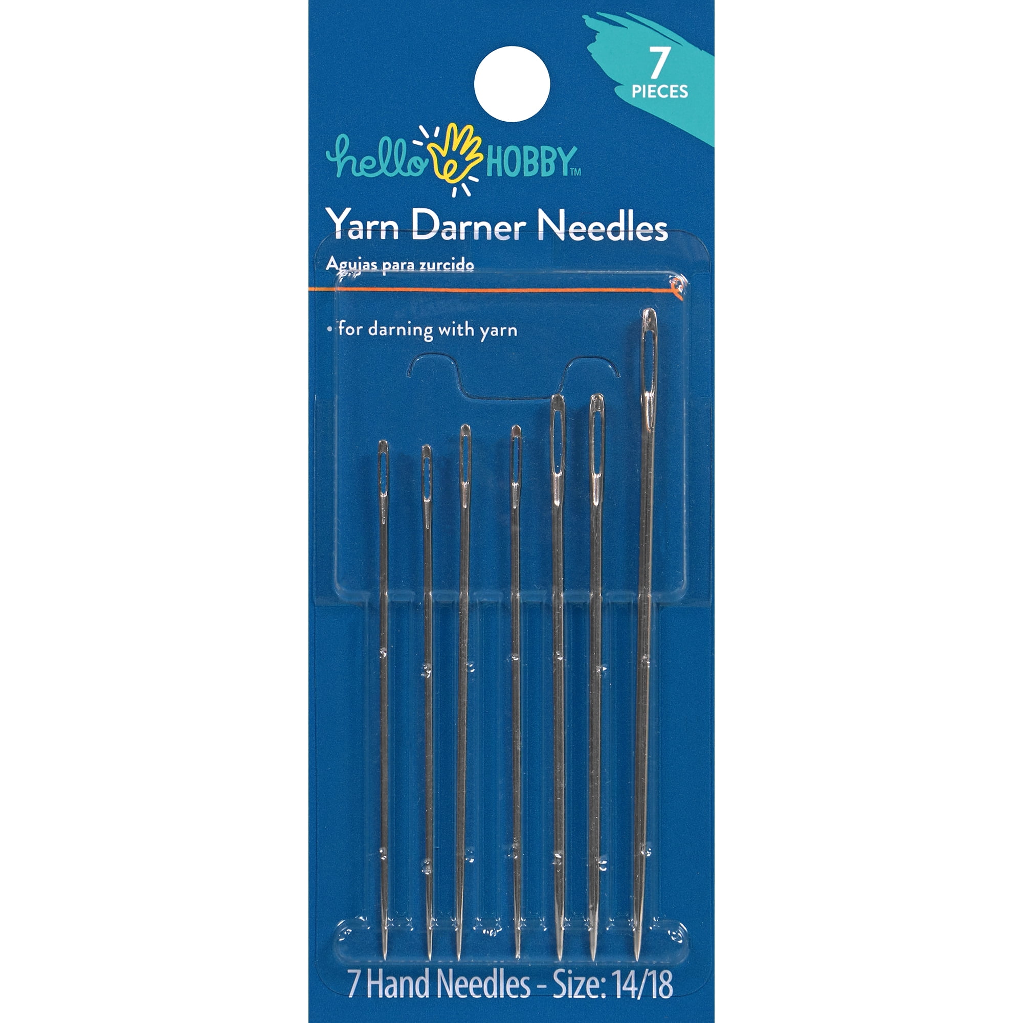 Hello Hobby Long Yarn Darner Hand Sewing Needles, Sizes 14/18, 7 Pieces, Large Eye Needles