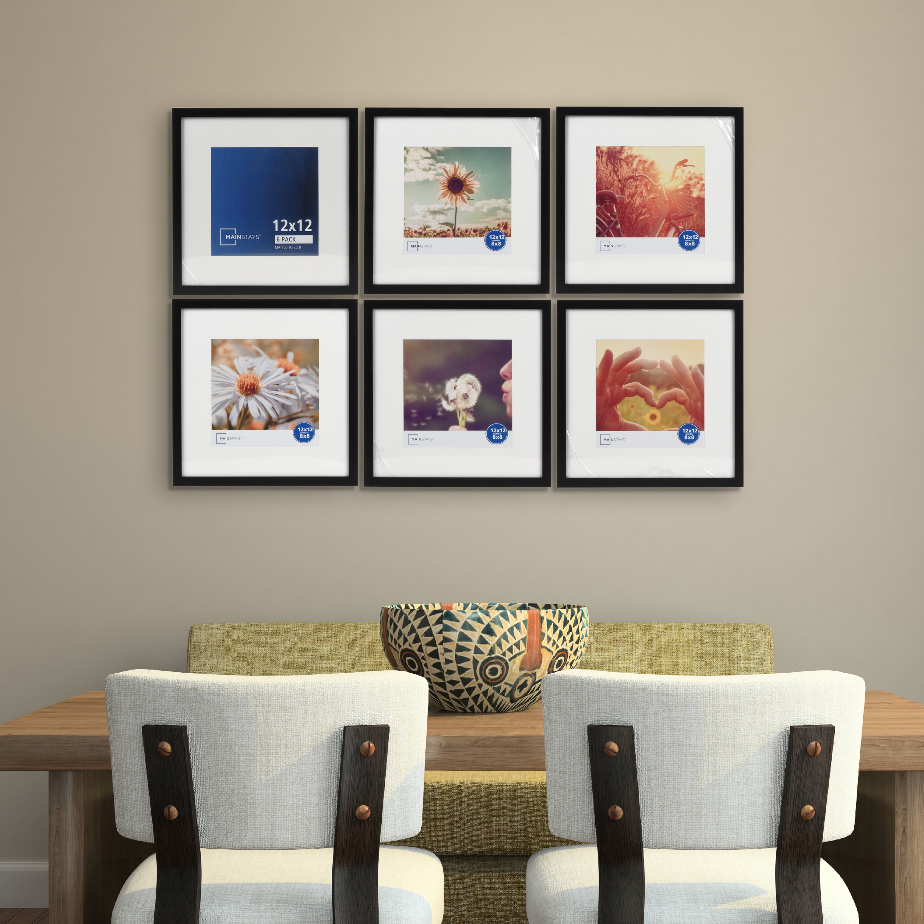 12x12 Gallery Wall Set, Black Photo Frame Set, Handmade Custom Picture  Frames With Matting 