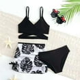 thumbnail image 2 of JUMEYU Baby Bathing Suit Girl's Cute 3 Piece Swimsuit V Neck Spaghetti Strap Wireless Triangle Bikini Set Sunflower Bathing Suit 4T 5T (Black,4-5 Years), 2 of 8