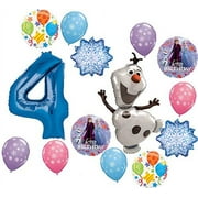Frozen Party Supplies 4th Birthday Balloon Bouquet Olaf Elsa Anna Let It Snow Decorations Blue Number 4