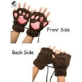 thumbnail image 4 of PULLIMORE Winter Cat Claw Bear Paw Gloves Fingerless Plush Warm Mittens for Christmas Halloween Cosplay (Pink), 4 of 9