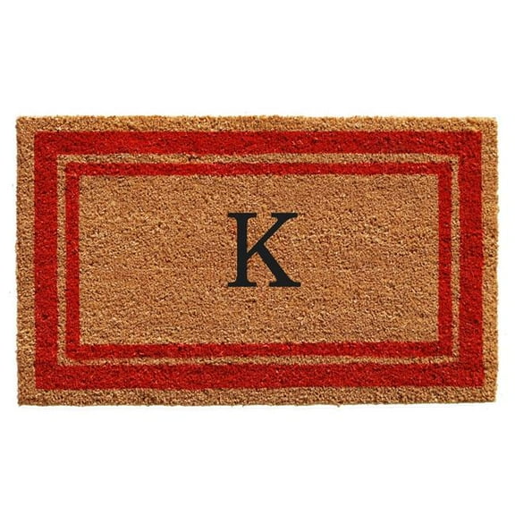 Calloway Mills Red Border 18" x 30" Monogram Outdoor Doormat (Letter K)