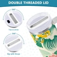thumbnail image 3 of Yayeee 40oz Stainless Steel Tumbler with Straw and Handle Double-Wall Insulated Travel Water Bottle, Floral Wave, 3 of 8