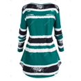 thumbnail image 2 of Camiseta curvada a rayas de tamaño grande Rosegal Mangas largas de talla grande, 2 of 5