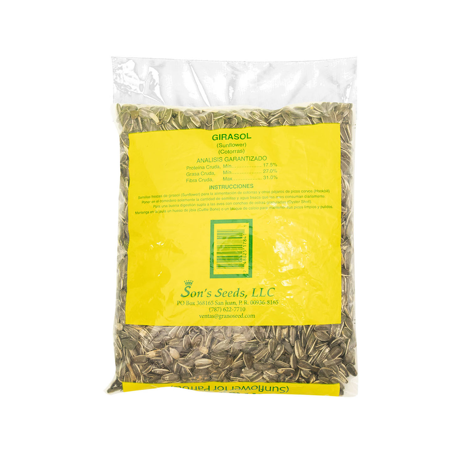 Supremo Sunflower Seed for Parrots, 3 lb, Plastic Bag