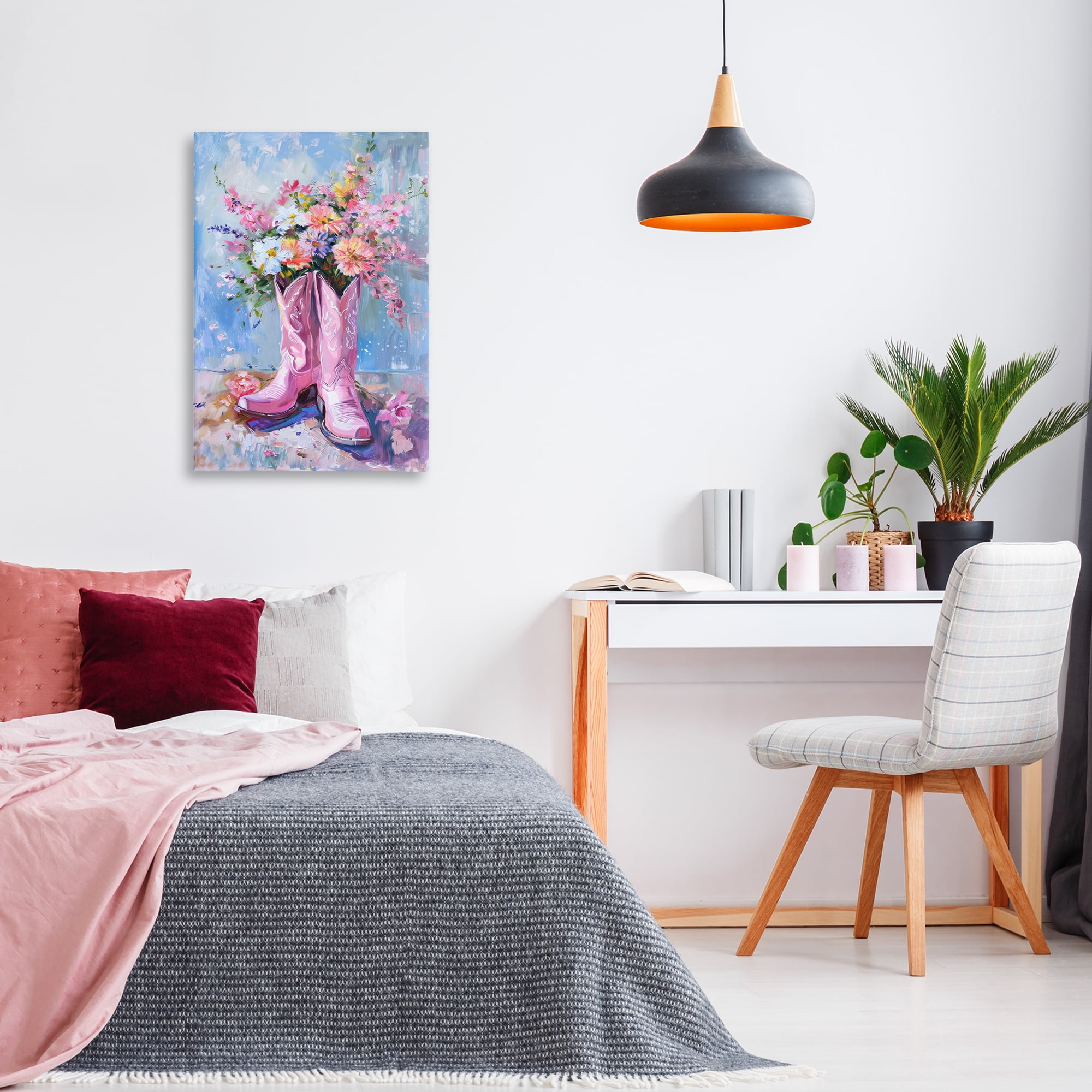Stupell Industries Floral Cowgirl Boots Plants & Flowers Painting Wrapped Canvas Art Print Wall Art, 20 x 30