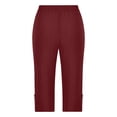 thumbnail image 6 of ZQUUVOU Women's Capris Pants Cropped Leisure Pants Solid Color Sweatpants Yoga Pants Burgundy, 6 of 6