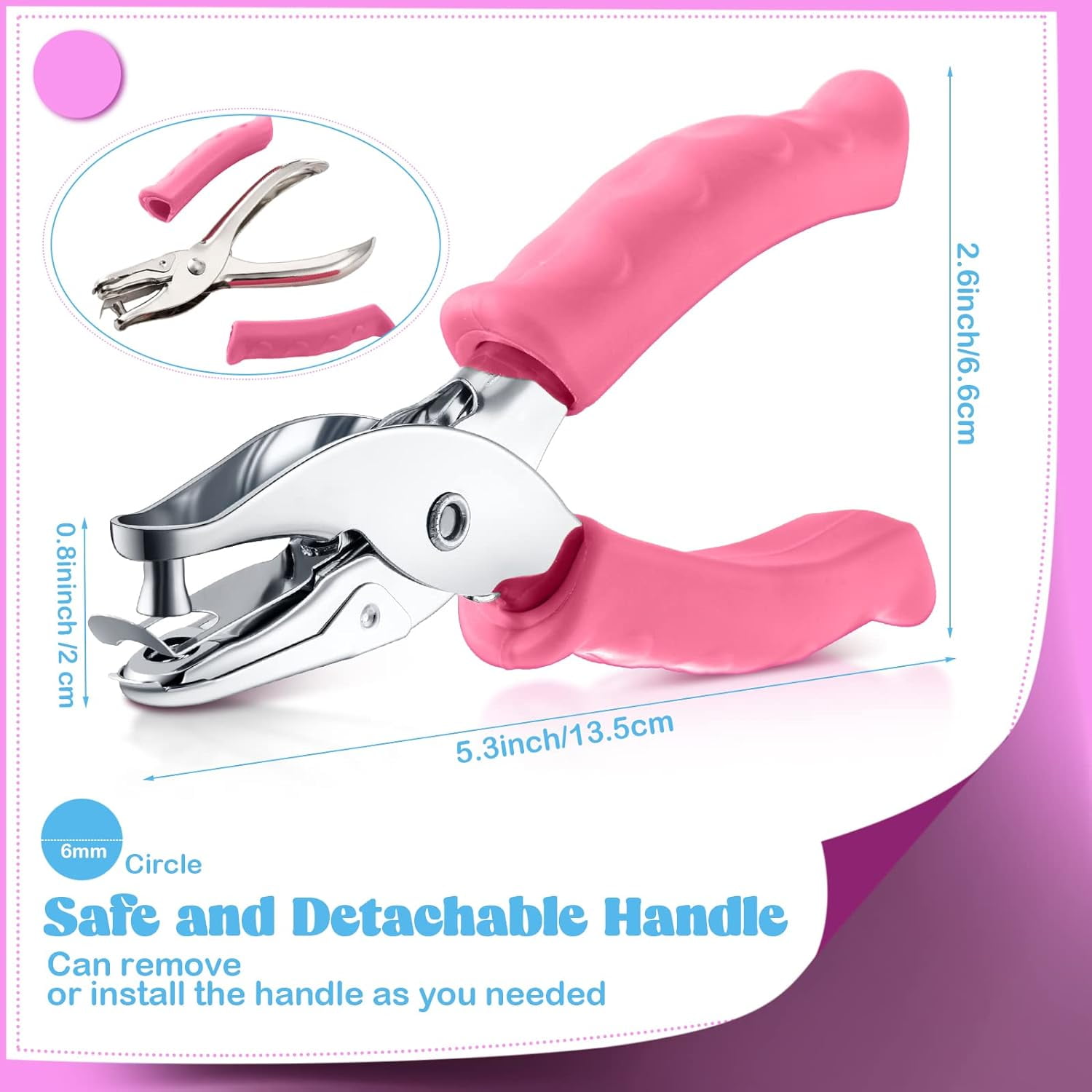 12 Pieces Single Hole Punch held 1/4 Inch Paper with Grip les Circle Shape Puncher for Craft Greeting Cards Scrapbook Notebook(Multicolor)