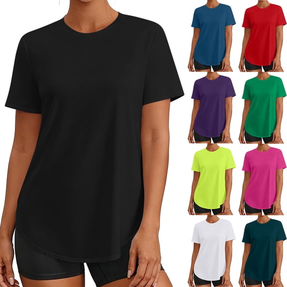 yillto Women Athletic Shirts Short Sleeve Tops Lightweight Running Workout Loose Tees Gym Yoga Casual Tshirts