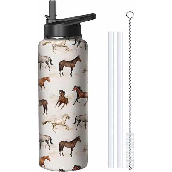 32oz Cat Water Bottle - Insulated Stainless Steel Tumbler with Handle & Straw, Travel Coffee Mug, Gift for Women, Mom - Mother''s Day Christmas Birthday