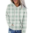 thumbnail image 2 of Sweatshirts For Women Loose Fit Women's Fashion Casual Long Sleeve Plaid Printed Hooded Sweatshirt, 2 of 5