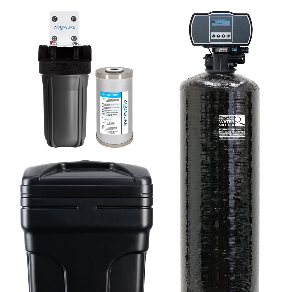 Aquasure 64,000 Grains Water Softener w/ Digital Head and 10" Sediment