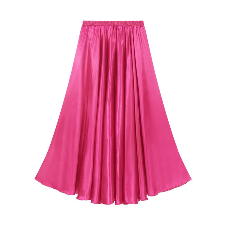 Zaldita Womens Satin Ruffle Maxi Skirt Full Circle Swing Long