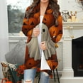 thumbnail image 2 of Kilaqueen Oversized Cardigans for Women Halloween Pumpkin Bat Print Casual Long Sleeve Open Front Knitted Sweater Cardigans Halloween Costumes, 2 of 7