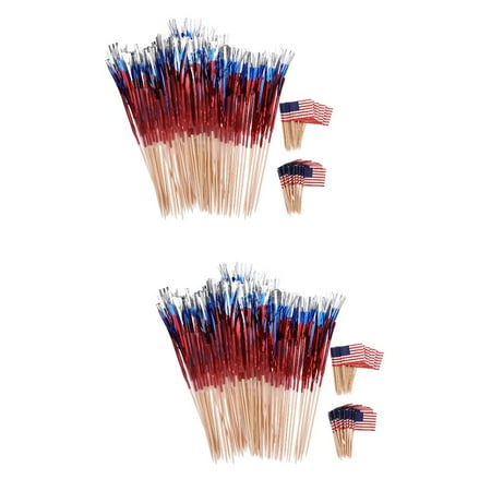 

HOMEMAXS 400 pcs National Flags Fruit Picks 4th of July Firework Cocktail Toothpicks Cupcake Decors