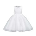 thumbnail image 2 of LYHaoo Sparkling Party Dress For Girls – Glimmering Sequin Party Gown With Skirt For Stage Performances（12M 8Y），Casual Floral Dresses Sizes 6-7 Years White, 2 of 5