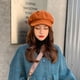 thumbnail image 3 of Gorra de repartidor de periódicos para mujer, de mezcla de lana, estilo retro, de color sólido, a la moda, estilo Gatsby, con visera para taxista, para mujer, 3 of 6