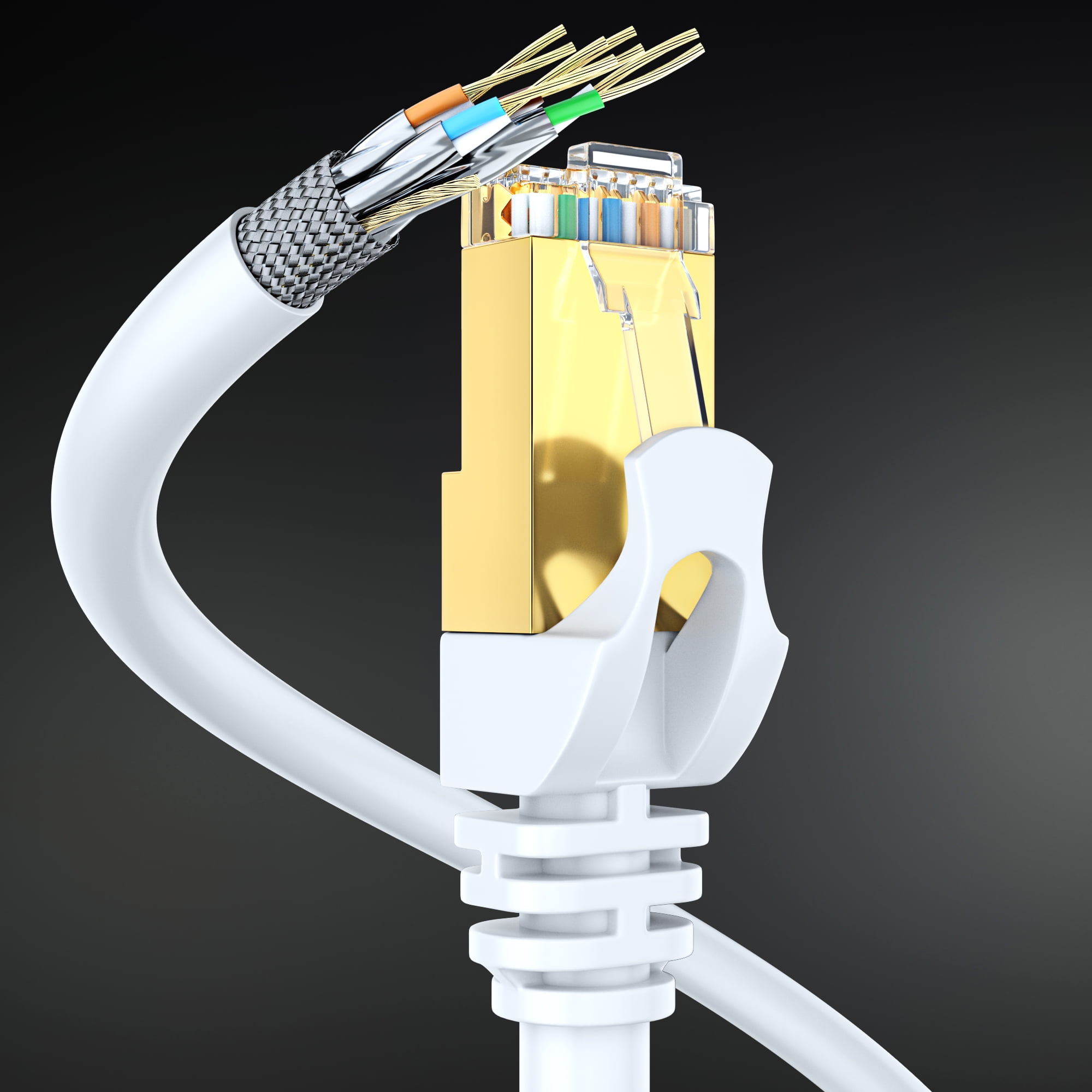 Cat 7 Ethernet Cable 100 ft - High-Speed Cat7 Internet & Network LAN Patch Cables, RJ45 Connectors - Perfect for Gaming, Streaming, and More (White)
