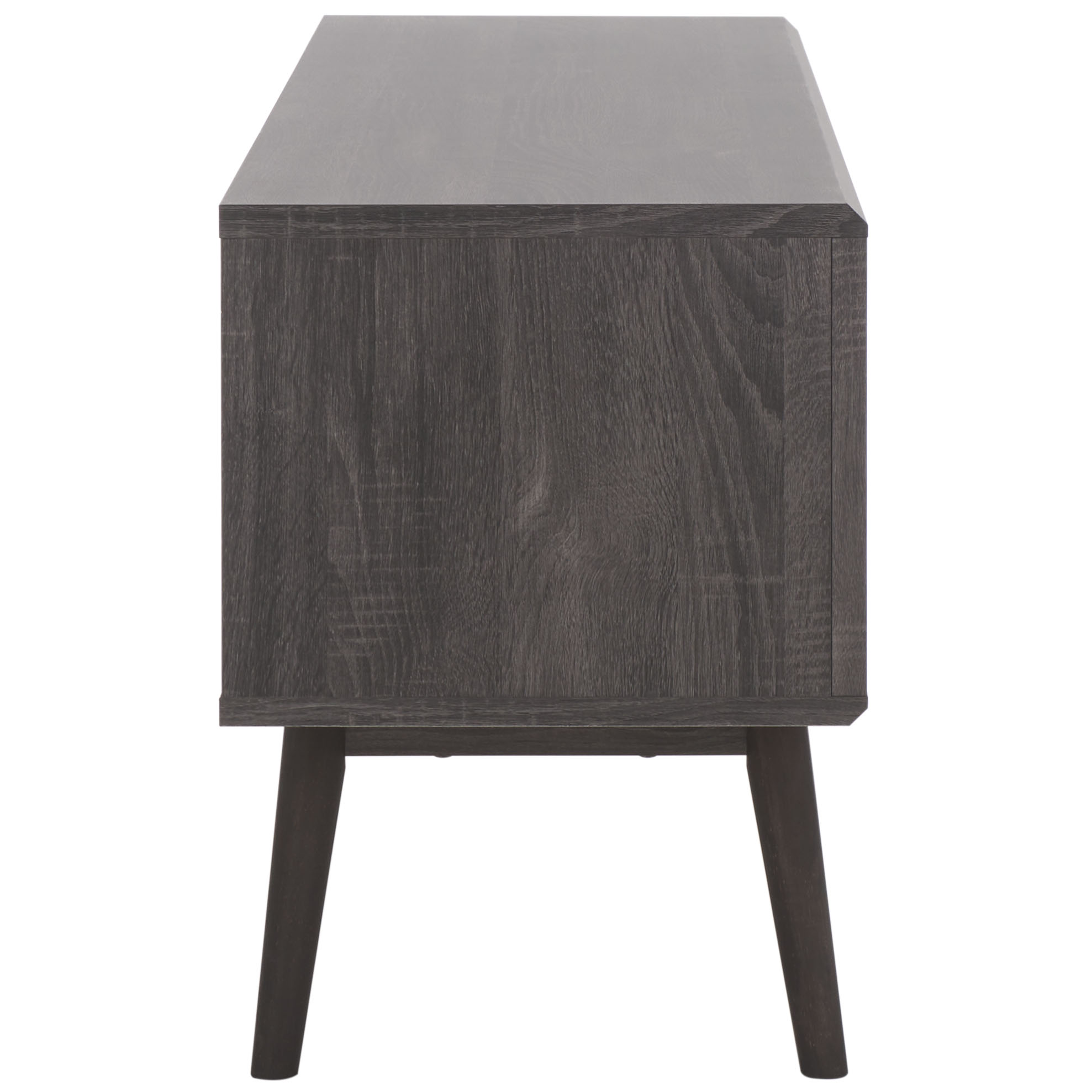 SAFAVIEH Aphra 2 Door 2 Shelf Media Stand, Distressed Black (59 in. W x 15.4 in. D x 21.9 in. H)