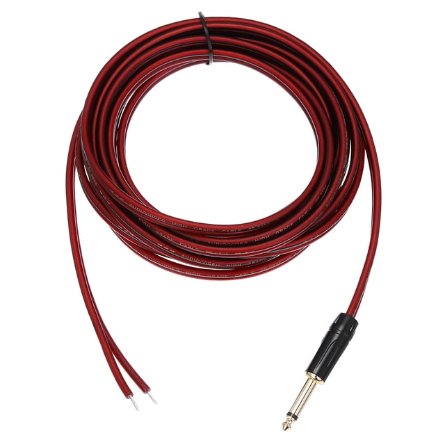 Cable Uxcell con conector TS chapado en oro, 16.4 pies (5 metros) de conector TS mono a extremo de cable pelado para altavoz, guitarra, escáner, equipo de audio