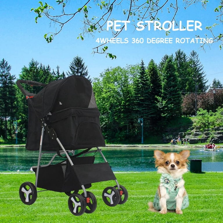 3-in-1 Foldable Pet Stroller - Lightweight Dog & Cat Carrier With Cup Holder Max 66 Lbs