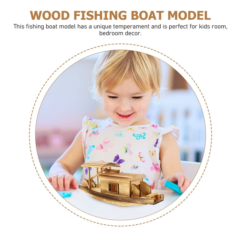 Boat Model Wood Boats Wooden Toy Decor Fishing Accessories Gifts for Men Man Child, Boy's, Size: 27X10.5X7CM, Other