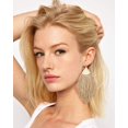 thumbnail image 2 of Pendientes bohemios de hilo sedoso con flecos y borlas, colgantes ligeros con forma de pluma para mujeres y niñas, color beige Ormromra LRWJ272-1, 2 of 7