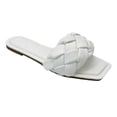 thumbnail image 1 of New Women's Braided Quilted Single Band Strap Flat Square Toe Open Slide Sandal, 1 of 4