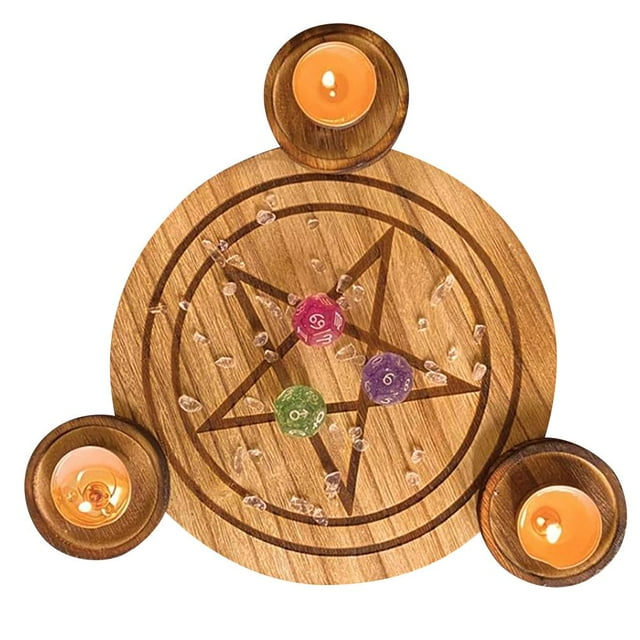 Madera Tarot Pentagram Portavelas Decoración De Mesa Para El Hogar Sala De Estar Yuarrent HA042861-02