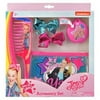 Jojo Siwa Accessory Set in Box - Includes: Comb, 2 Mini Bows, Heart Pop up Brush, Irridescent Pouch
