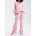 thumbnail image 3 of Gupgi Women Plaid Pajama Sets 2 Piece Lounge Set Long Sleeve Button Down Shirt Ruffle Pants, 3 of 9