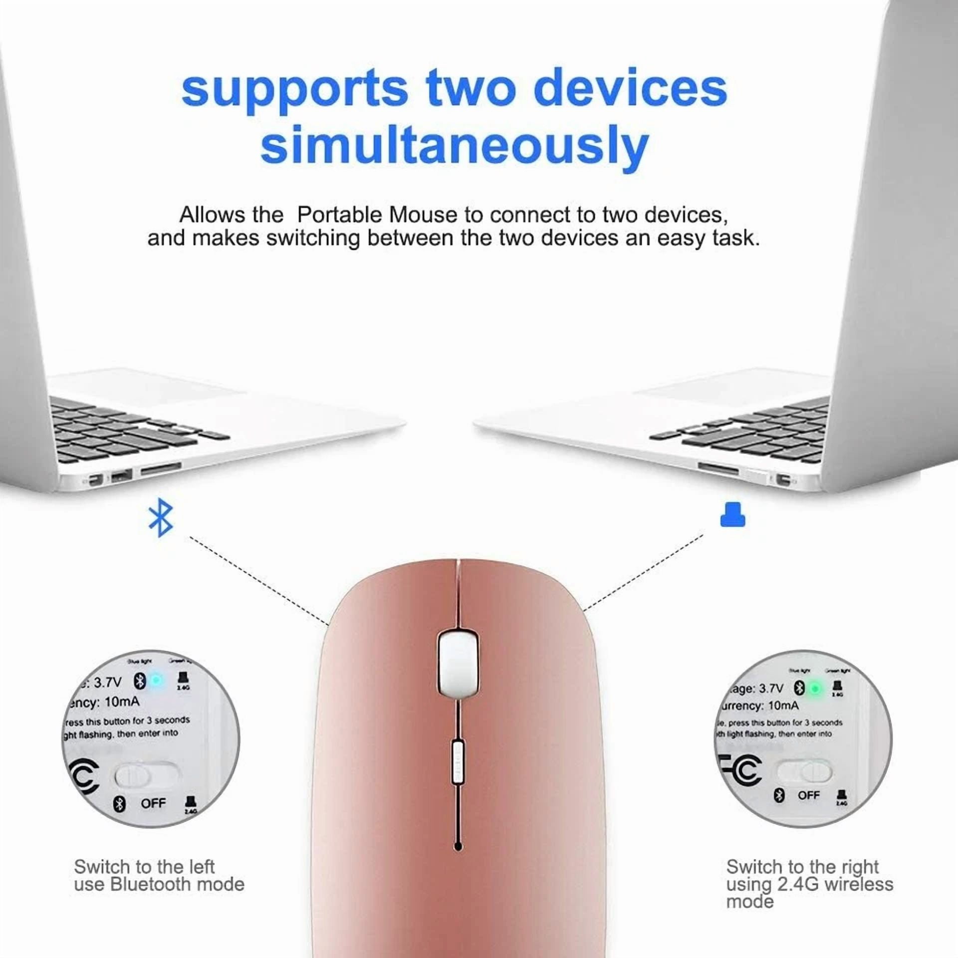 CIRCLE- Bluetooth Wireless Mouse, Dual Mode Slim Rechargeable Wireless Mouse Pink