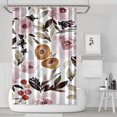 thumbnail image 1 of Ensemble de Rideau de Douche avec Doublure à Boutons-Pression, Fleurs Rouges Automne Vintage (4) Rideaux de Douche Doublure de Douche Imperméable, Doublure de Rideaux en Polyester Neutre Esthétique, 72x72 Pouces, 1 of 4