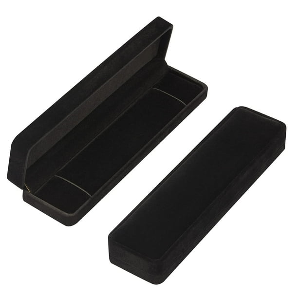 2 piezas de caja de regalo de collar de cadena de joyería de terciopelo largo, caja de exhibición de joyas para boda, cumpleaños y aniversario (negro)