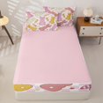 thumbnail image 4 of Homewish Cartoon Rabbit Silhouette Zipper Twin Comforter Sets with Fitted Sheet and 2 Pillowcases,Pink White Geometric Checkered Zipper Bedding Set For Teens,Reversible,4-Piece, 4 of 7