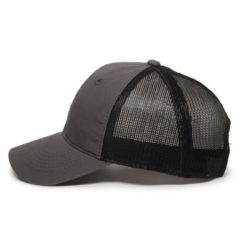 Outdoor Cap FWT-130 Heavy Garment Washed, Mesh Back, Charcoal/Black, Adult