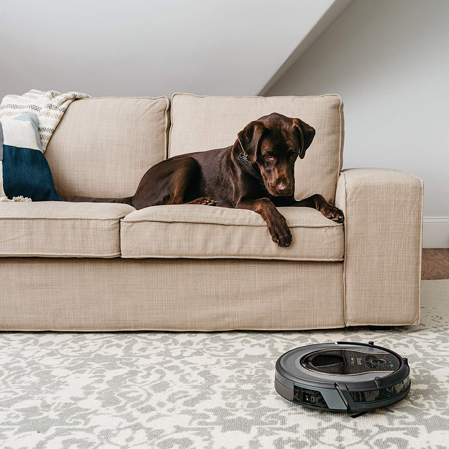 Shark, RV750, Robotic Floor Cleaners, Wi-Fi Compatible, ION Robot Vacuum WIFI-Connected, Voice Control Dual-Action Robotic Vacuum, Black/ 12.6" x 12.6" x 2.6", 1, 1, 1