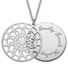 Personalized Women's Mandala Family Name Double Disc Necklace